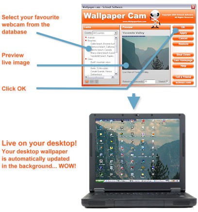 Wallpaper Cam let's you choose your LIVE desktop wallpaper from webcams 